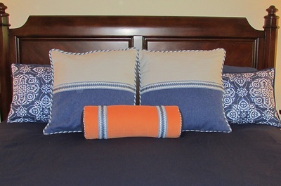 custom accent pillows photos blue and white