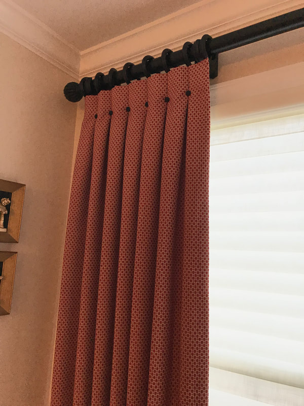 custom curtains dining room on rings with inverted pleats