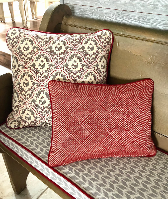 custom pillows grey and red