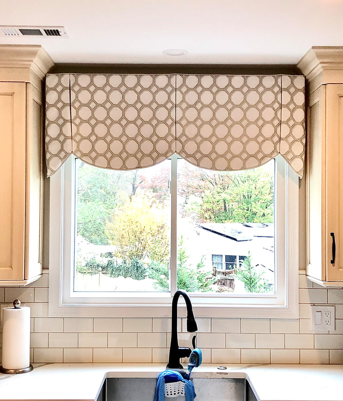 kitchen modern style valance grey and white geometric pattern