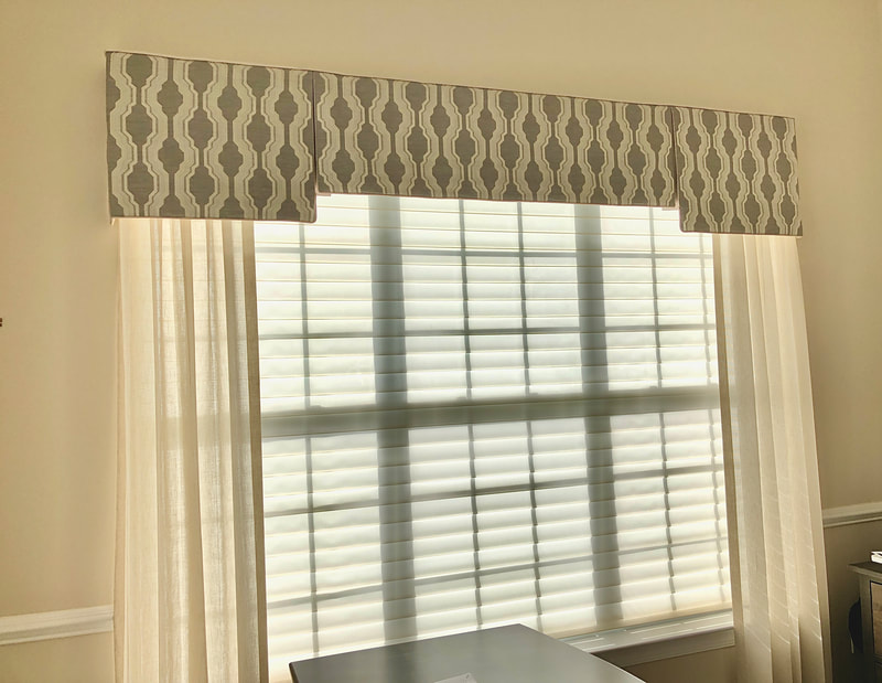 modern style cornice valance in office living room