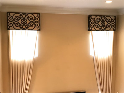 tableaux valances 2 story curtains in great room